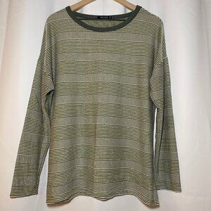 Pink Clover Torey Long Sleeve Knit Top Womens XL Olive Green Side Slits EUC